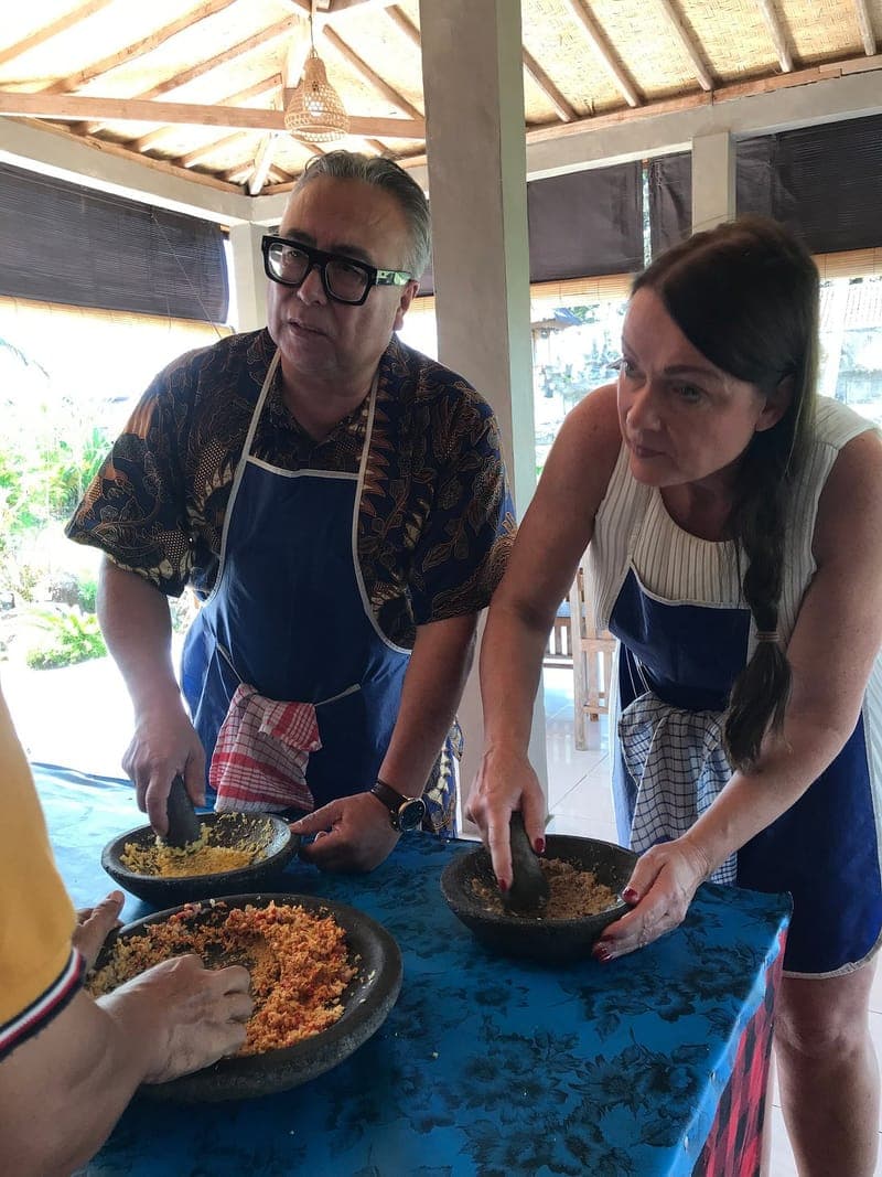 Guests enjoying authentic Balinese food after cooking class