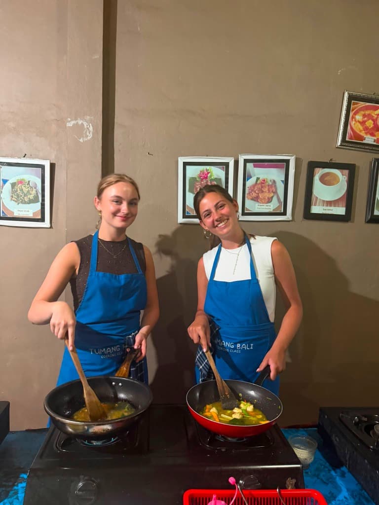 Tourists Chopping Fresh Ingredients in Ubud Cooking Class